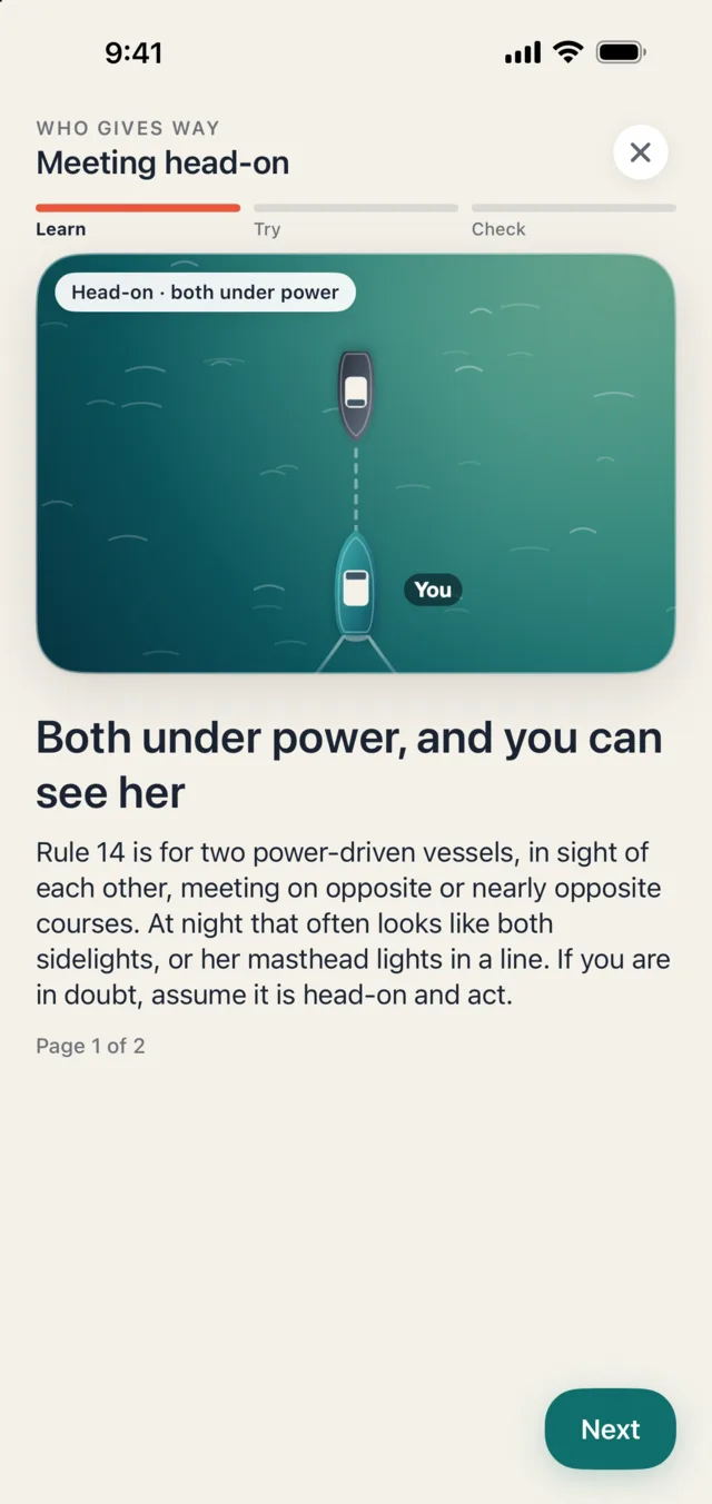 A head-on meeting lesson in Skipper